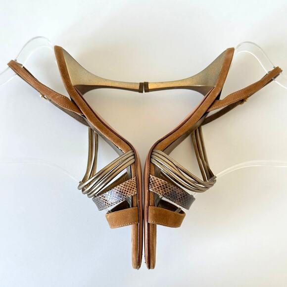 Salvatore Ferragamo Brown Suede Leather Slingback Sandals Size 7 - Picture 6 of 16